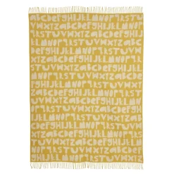 Alphabet Lambswool Throw - Yellow