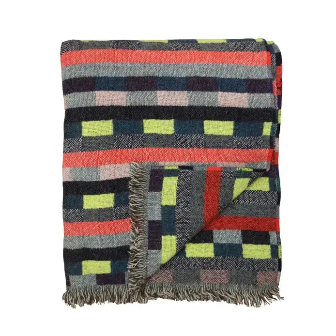 Glitch Woven Throw - Denim Blue