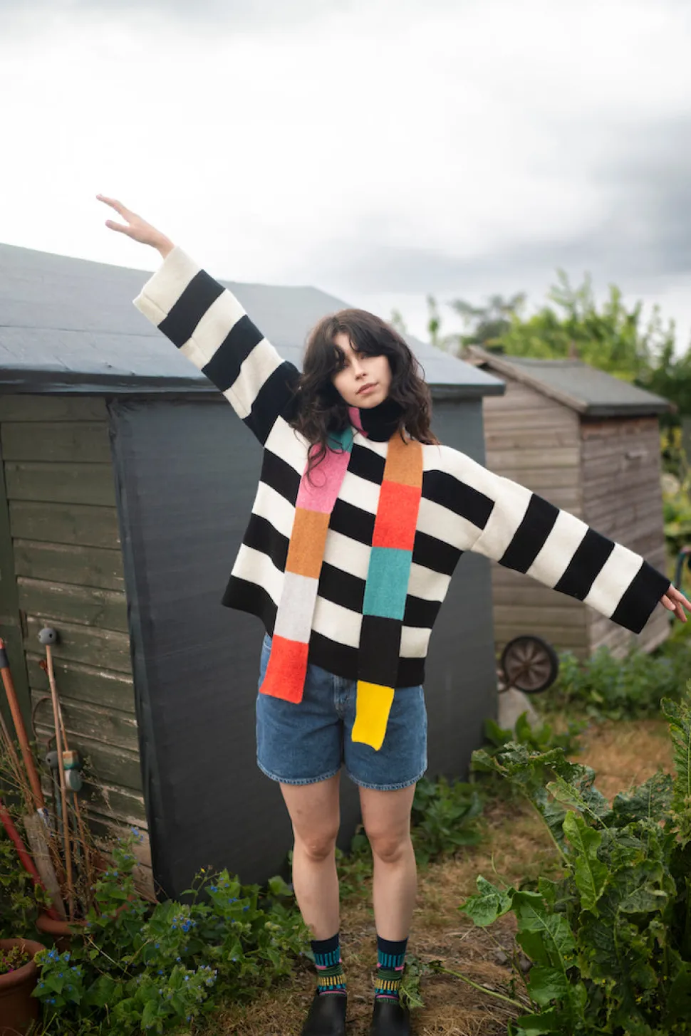 Long skinny stripe scarf
