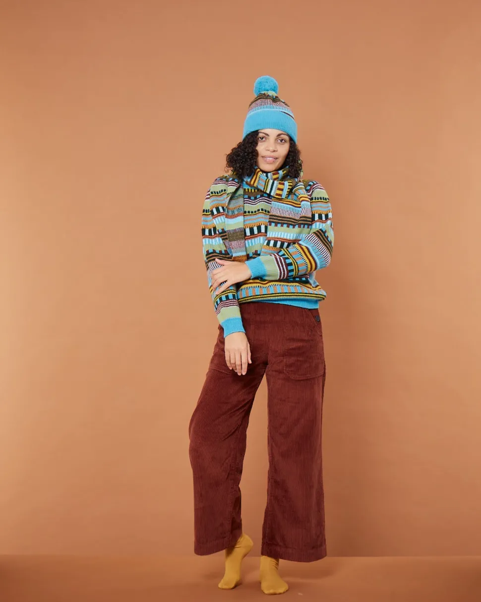 Static Stripe Beanie Hat - Turquoise