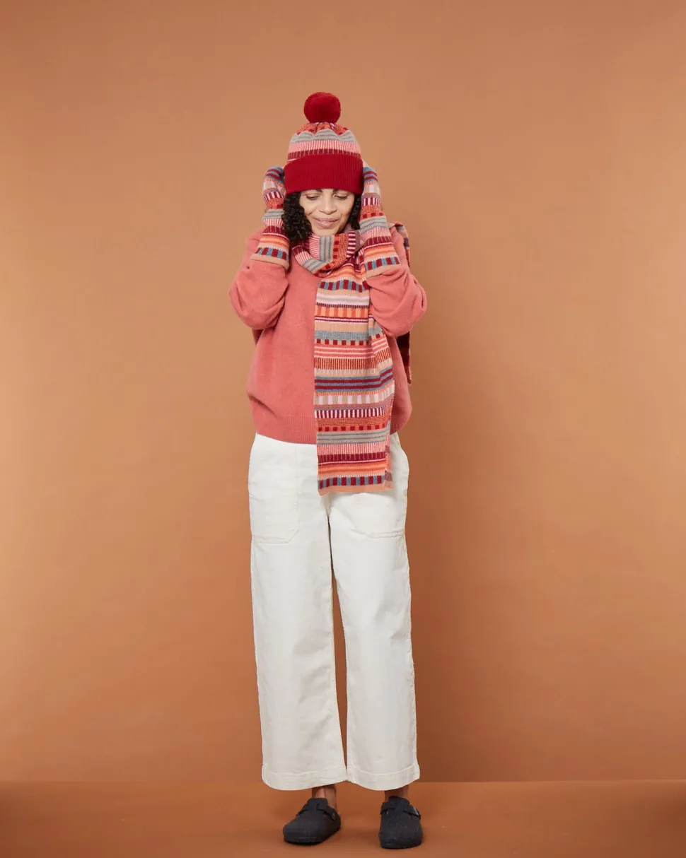 Static Stripe Scarf - Dubonnet